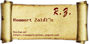 Remmert Zalán névjegykártya